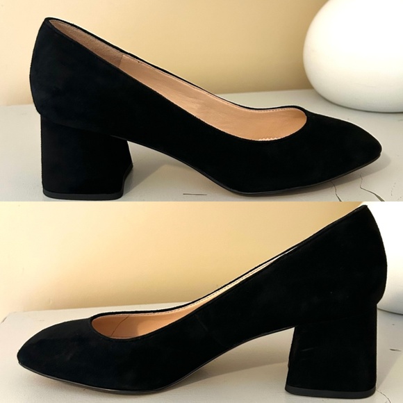 Like New! J.Crew Celia Black Suede Block Heel Sq Toe Pumps Size 7.5 Style J8238 - Picture 12 of 15